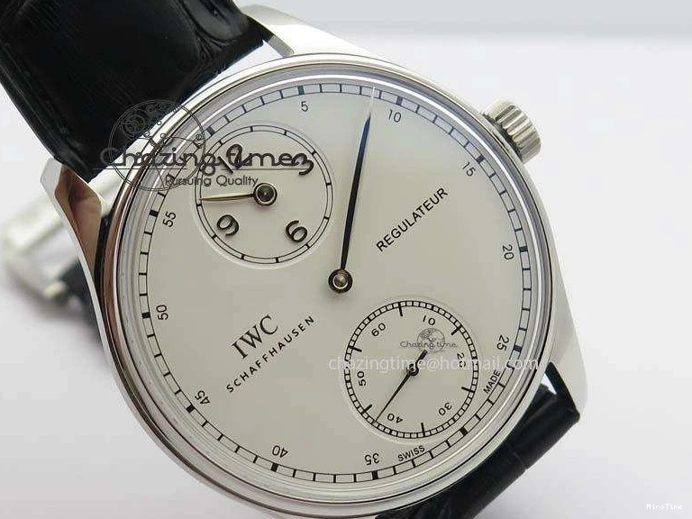 MIROTIME 0424 Effortless Portuguese IW544404 SS White Dial On Black Leather Strap A 7257